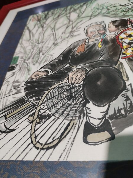 Pictura chinezeasca autentica, cu sigiliu si semnatura, intitulata Soapte