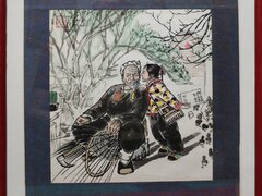 Pictura chinezeasca autentica, cu sigiliu si semnatura, intitulata Soapte